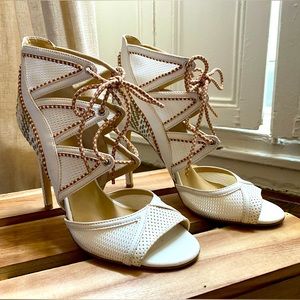 GX By Gwen Stefani White Gladiator Sandals - 4 inch heels